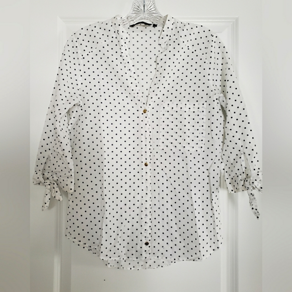 Zara Notch-neck Polka Top